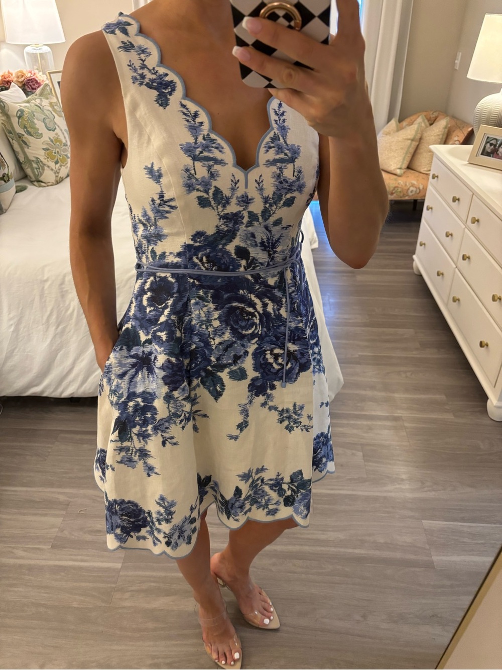 πΈ NWT ZIMMERMANN Aliane Scallop Mini Dress β Blue Floral πΈ - Picture 2 of 11
